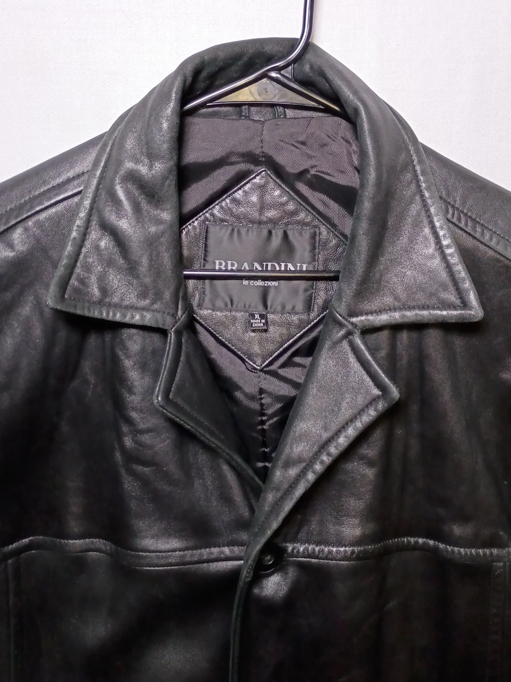 Brandini Le Collezioni Mens Black Leather Insulated Car Coat XL